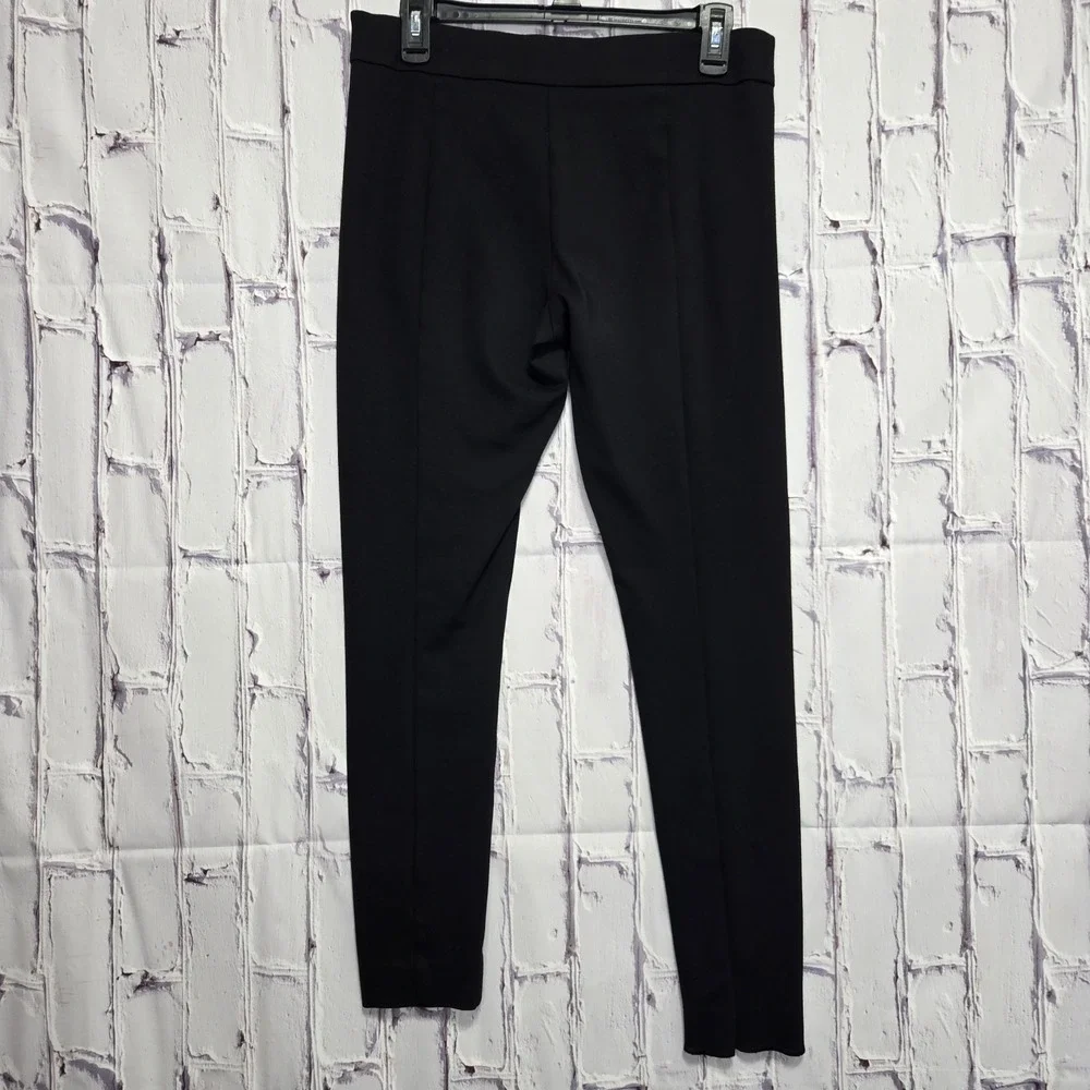Black Linen Blend Pants Tapered Leg Mid-Rise Waist Casual Women Sz 10‎ Black